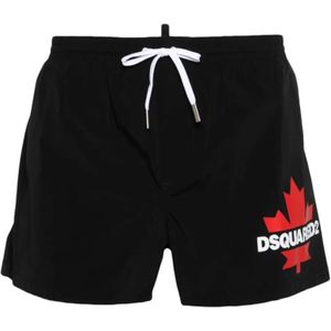 Dsquared2 Logo Print Zwemshorts , Black , Heren , Maat: S