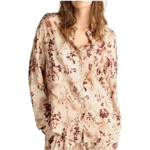 Momoni, Dames, Blouses & Shirts, Beige, Maat: S Viscose,