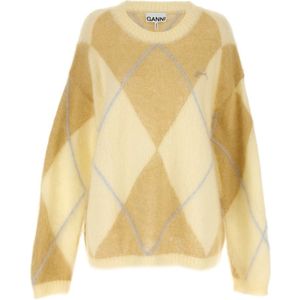 Ganni, Dames, Truien, Geel, Maat: 2Xs/Xs Mohair,