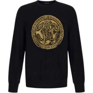 Roberto Cavalli, Heren, Truien, Zwart, Maat: M Wol,