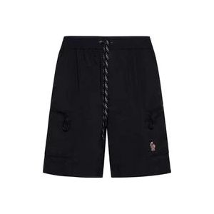 Moncler Zwarte Reflecterende Shorts met Zakken , Black , Heren , Maat: L