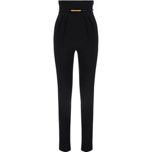 Elisabetta Franchi, Dames, Broeken, Zwart, Maat: M Poliester,