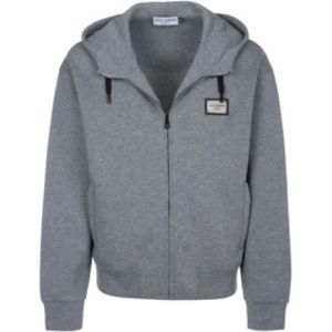 Dolce & Gabbana, Heren, Sweatshirts & Hoodies, Grijs, Maat: S Katoen,