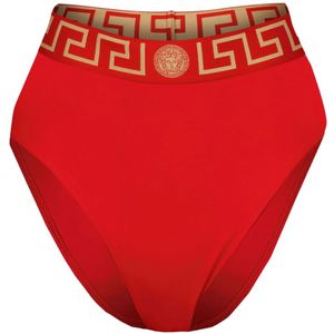 Versace Hoog getailleerde Bikini Broek met Elegant Rood Ontwerp , Red , Dames , Maat: M