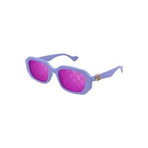 Gucci Geometrische Rechthoekige Zonnebril Paars Glanzend , Purple , Dames , Maat: 54 MM