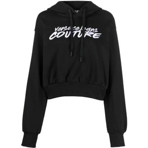 Versace Jeans Couture, Dames, Sweatshirts & Hoodies, Zwart, Maat: S Katoen,