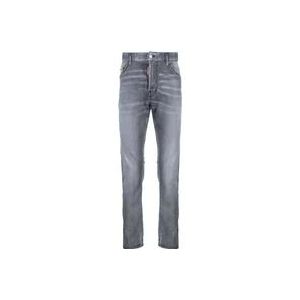 Dsquared2 Slim-fit Versleten Grijze Jeans , Black , Heren , Maat: L
