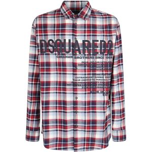 Dsquared2 Casual geruite overhemd , Red , Heren , Maat: 3XL