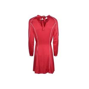 Pinko Eenvoudige V-hals Satijnen Jurk , Red , Dames , Maat: XL