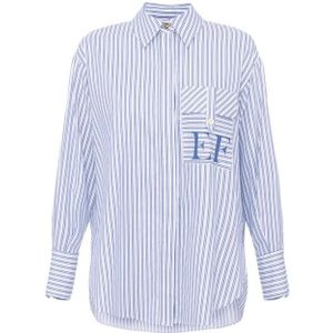 Elisabetta Franchi, Dames, Blouses & Shirts, Blauw, Maat: XS Katoen,