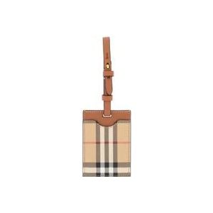 Burberry Check Bagagelabel met Kaartsleuf , Beige , Dames , Maat: ONE Size