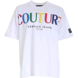Versace Jeans Couture, Heren, Tops, Wit, Maat: M Katoen,