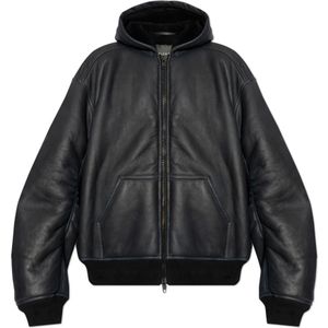 Balenciaga, Heren, Jassen, Zwart, Maat: M Leer,