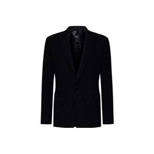 Balmain Zwarte Jacquard Sterren Blazer , Black , Heren , Maat: L