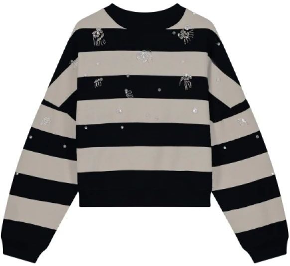 Fabienne Chapot - Ronny - Sweatshirt - Zwart/Wit - Gestreept