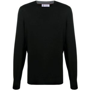 Brunello Cucinelli, Heren, Truien, Zwart, Maat: S Wol,