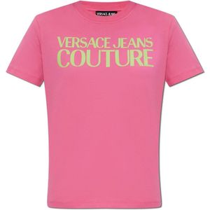 Versace Jeans Couture, Dames, Tops, Roze, Maat: M Katoen,