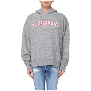 Dsquared2, Heren, Sweatshirts & Hoodies, Grijs, Maat: S Katoen,