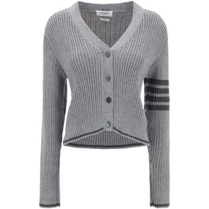 Thom Browne, Dames, Truien, Grijs, Maat: 2XS Wol,