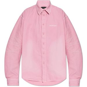 Balenciaga, Dames, Blouses & Shirts, Roze, Maat: M Katoen,