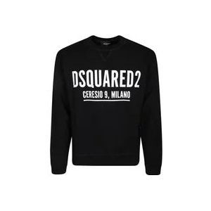 Dsquared2 Zwart Logo Print Sweatshirt , Black , Heren , Maat: S