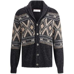 Brunello Cucinelli, Heren, Truien, Zwart, Maat: XL Wol,