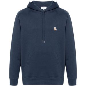 Maison Kitsuné, Heren, Sweatshirts & Hoodies, Blauw, Maat: L Katoen,