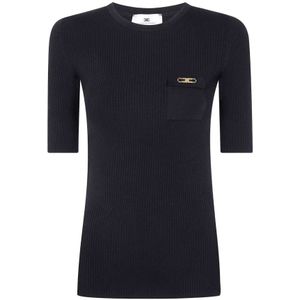 Elisabetta Franchi, Dames, Truien, Blauw, Maat: M