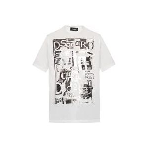 Dsquared2 Wit Slouch Fit T-Shirt , White , Heren , Maat: 2XL