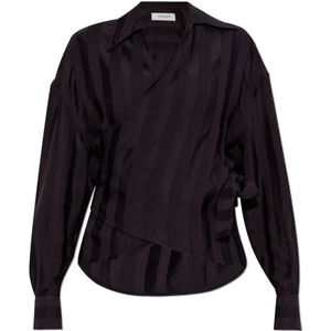 Golden Goose - Gestreepte Blouse - Paars - Dames - Katoen