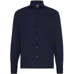 Boggi Milano - Slim Fit Polo Shirt - Blauw - Filo Di Scozia Katoen Piqué