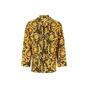 Versace Zijden Pijama Shirt , Yellow , Heren , Maat: 2XL