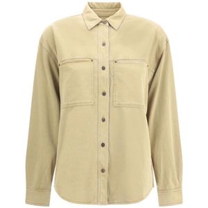 Marant étoile, Dames, Blouses & Shirts, Beige, Maat: XS Katoen,