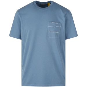 Moncler, Heren, Tops, Blauw, Maat: M Katoen,