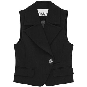 Ganni, Dames, Jassen, Zwart, Maat: XS Poliester,