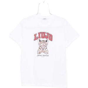 Liu Jo - T-shirt - Wit - Ronde Hals - Katoen - Motiefprint - Kwartmouw