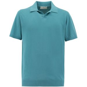 Mauro Ottaviani, Heren, Tops, Blauw, Maat: M Katoen,