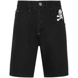 Philipp Plein, Heren, Korte broeken, Zwart, Maat: W33 Denim,