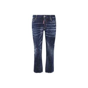 Dsquared2 Donkerblauwe Cropped Flared Jeans , Blue , Dames , Maat: S