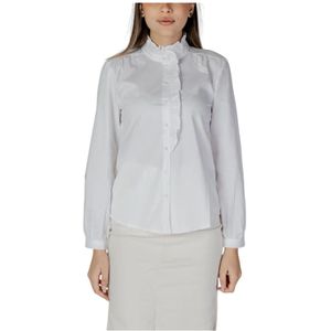 Jacqueline de Yong, Dames, Blouses & Shirts, Wit, Maat: XS Katoen,