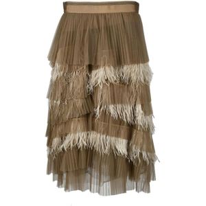 Brunello Cucinelli, Dames, Rokken, Bruin, Maat: S Synthetisch,