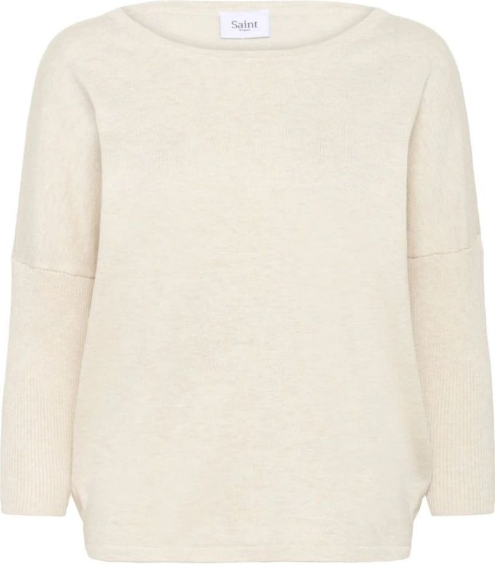 Saint Tropez - R-Neck Pullover Fog Melange - Vest - Beige