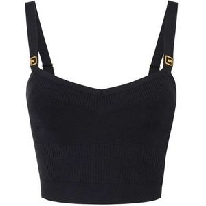 Elisabetta Franchi, Dames, Tops, Zwart, Maat: S Viscose,