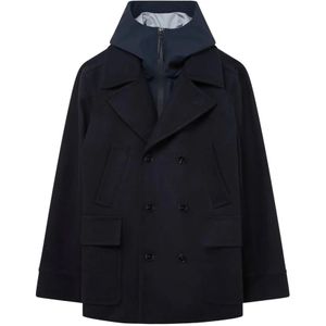 Paltò, Heren, Mantels, Blauw, Maat: S Wol,