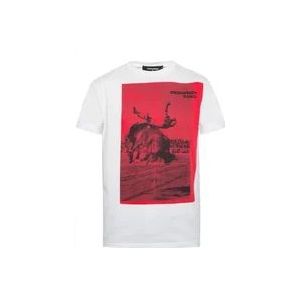 Dsquared2 Wit Cool Fit Katoenen T-Shirt , White , Heren , Maat: 2XL