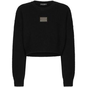 Dolce & Gabbana - Ronde Hals Trui - Zwart - Dames - Wol
