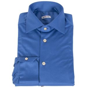 Kiton, Heren, Overhemden, Blauw, Maat: M Katoen,