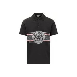 Versace Polo shirt met klassieke kraag en Medusa logo , Black , Heren , Maat: M