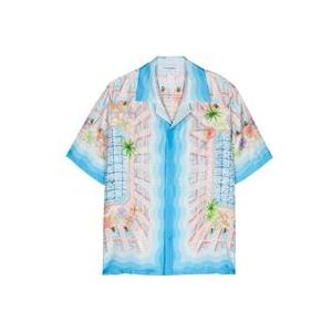 Casablanca Zijden shirt met zwembadprint , Multicolor , Heren , Maat: L