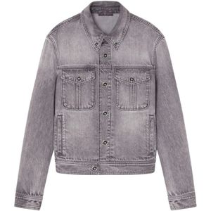 Versace, Heren, Jassen, Grijs, Maat: XL Denim,